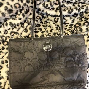 Coach Black Quilted Signature Tote